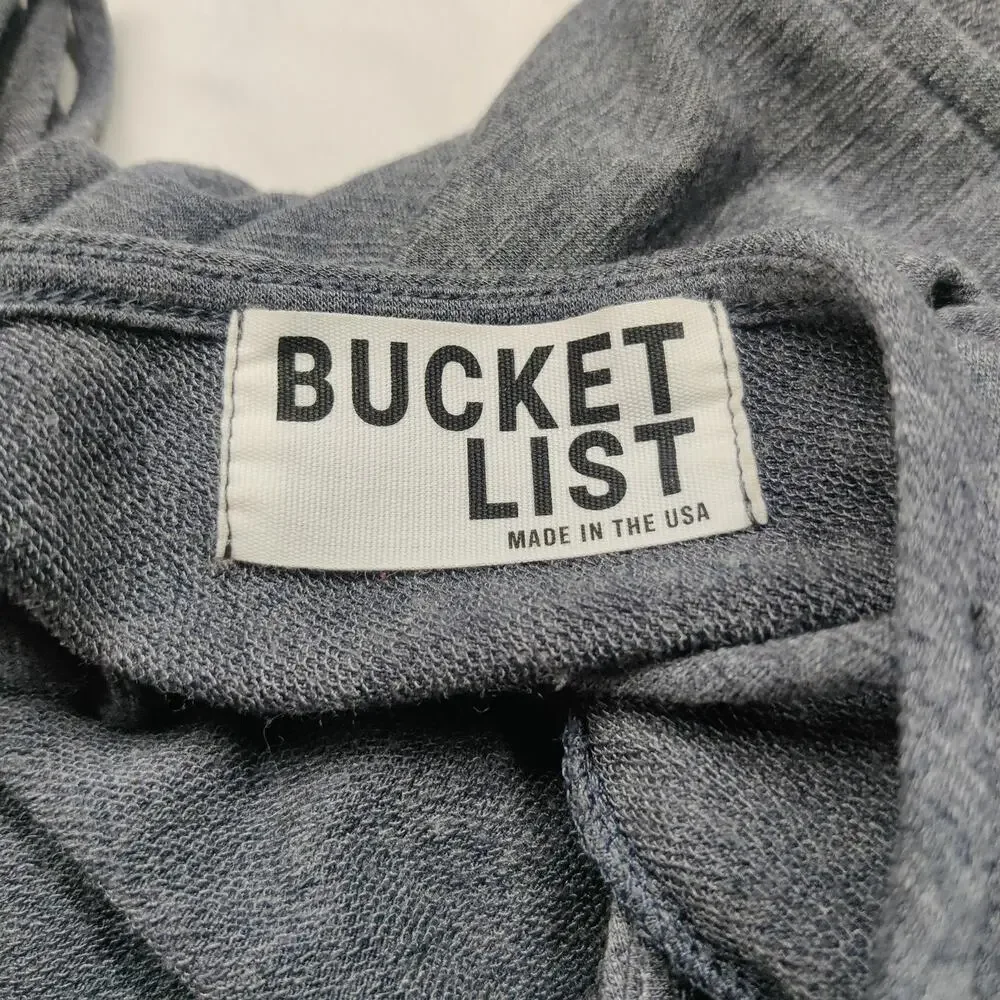 Bucket List Open Front Wide Leg Slub Knit Jumpsuit Navy Gray Medium Loungewear